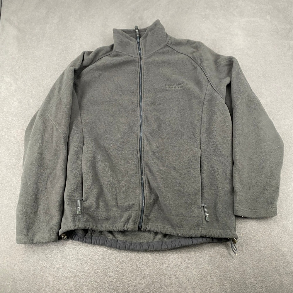 Precision Mountainwear Mens XL‎ Gray Full Zip Fleece Jacket Outdoor Hiking Layer